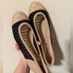 Chanel raffia ballerinas 38
